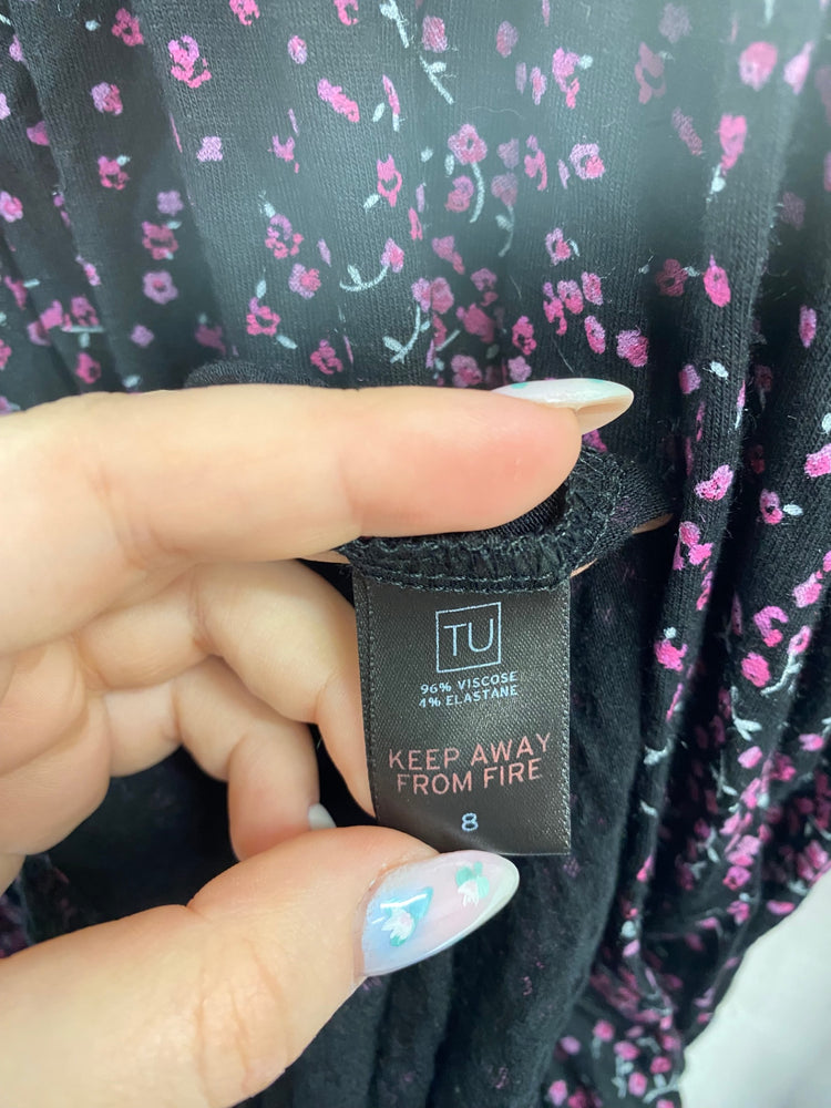 Fabulous TU Mini Dress UK8 Black & Purple Ditsy Floral BT001