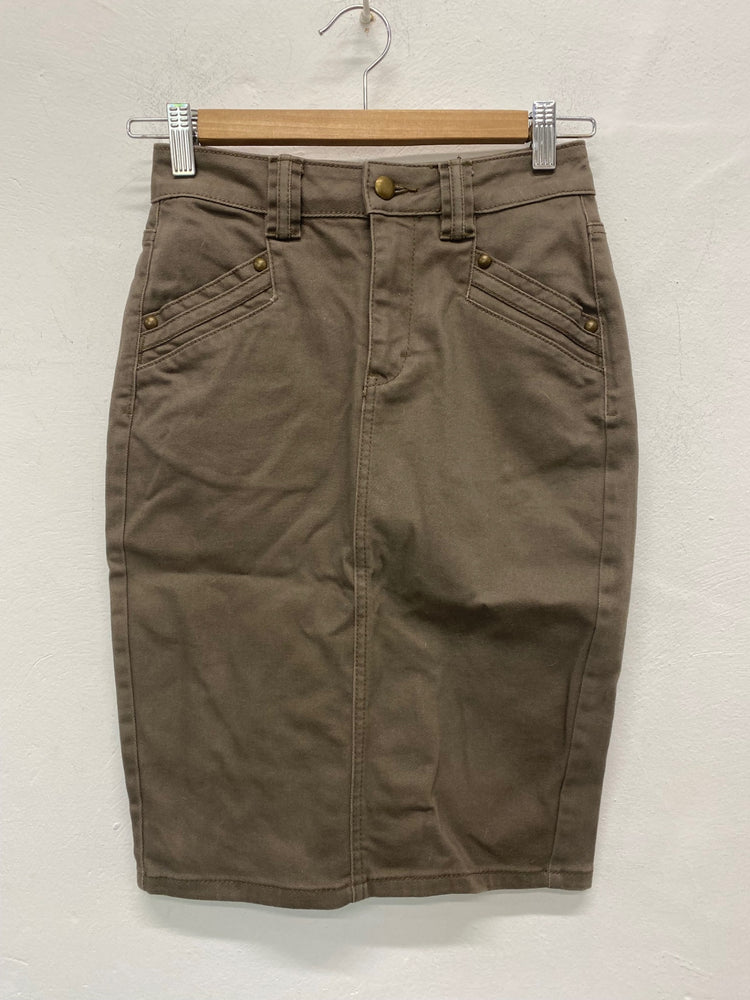 Fabulous H&M Denim pencil Skirt UK6 Taupe brown BT001