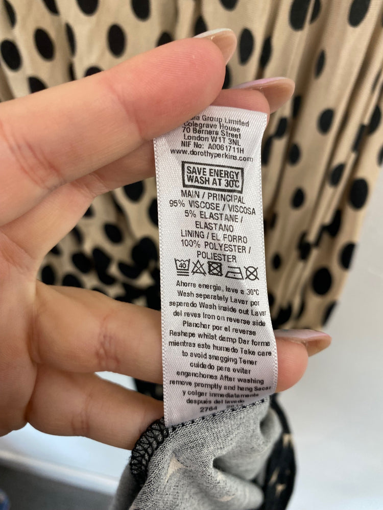 Fabulous Dorothy Perkins Mini Dress UK8 Beige & Black Polkadot BT001