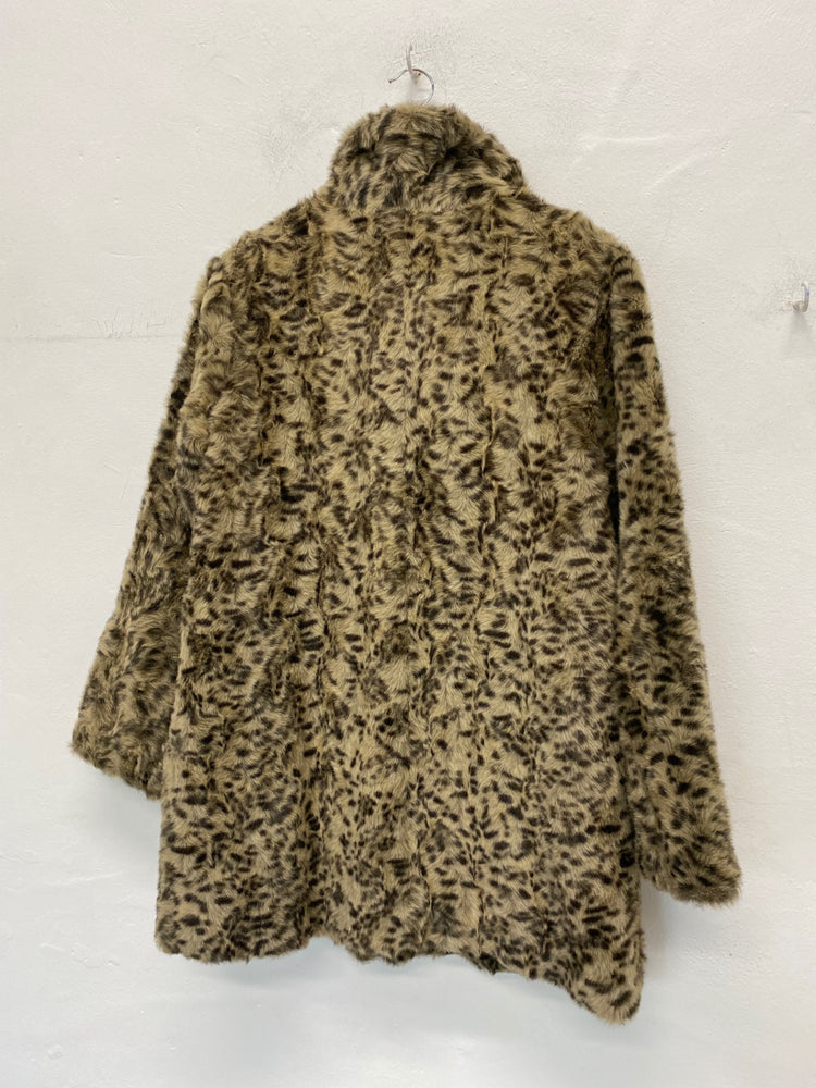Fabulous Rossetti Vintage Faux Fur Coat leopard UK10 Brown & Black Leopard Print BT001