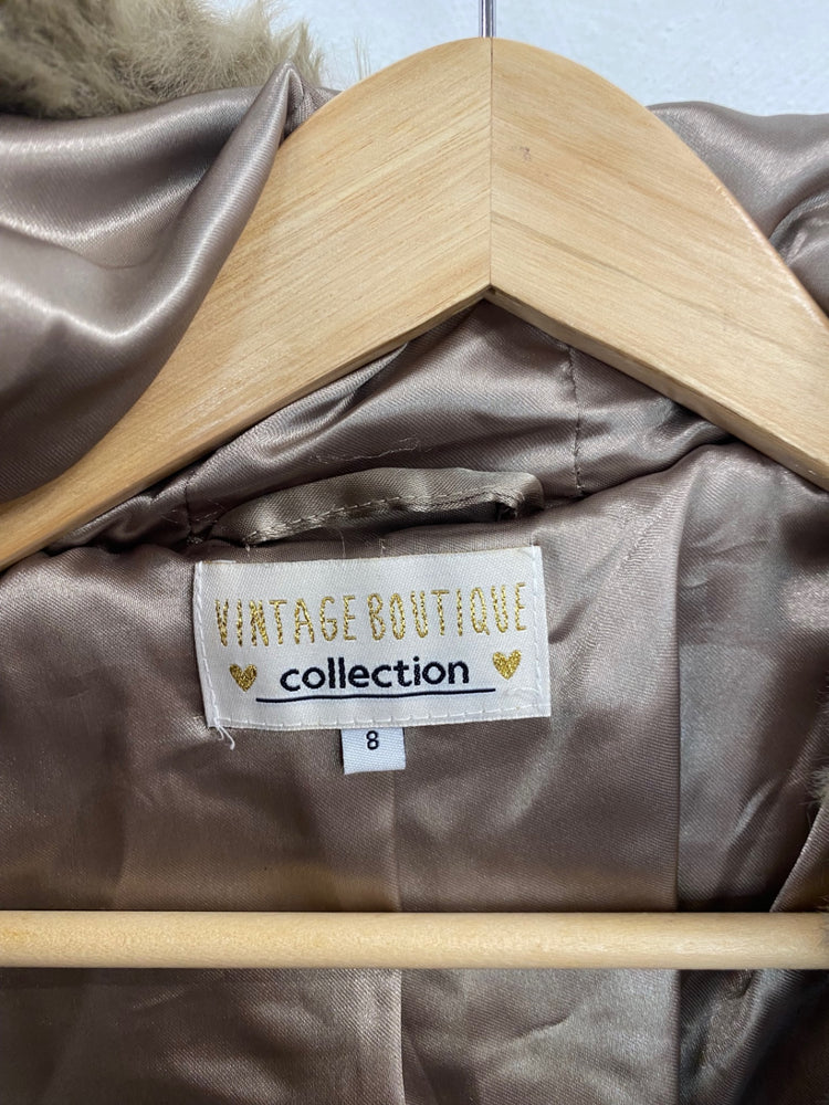 Fabulous Vintage Boutique Collection Faux Fur Coat UK8 Brown BT001