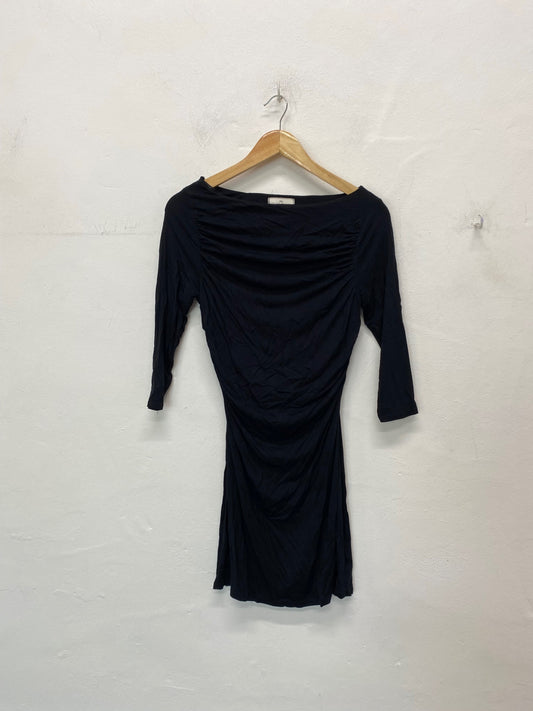 Fabulous River island Dress UK10 Black slash neckline boho chic BT001