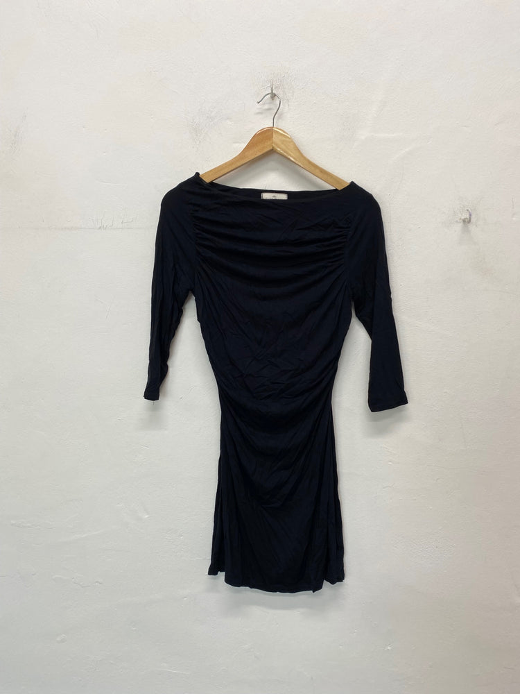 Fabulous River island Dress UK10 Black slash neckline boho chic BT001