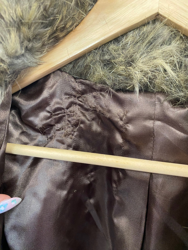 Fabulous Tommy & Kate Faux Fur Coat UK8 Brown BT001