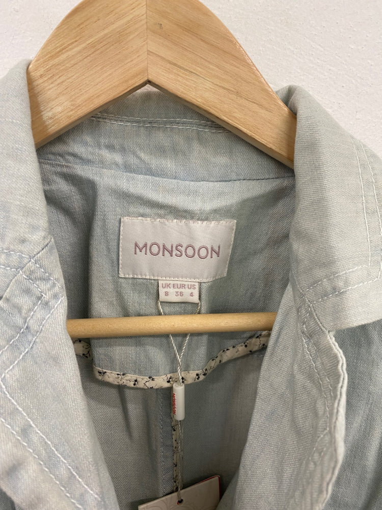 Fabulous MONSOON Denim Jacket UK8 Light Turquoise BT001