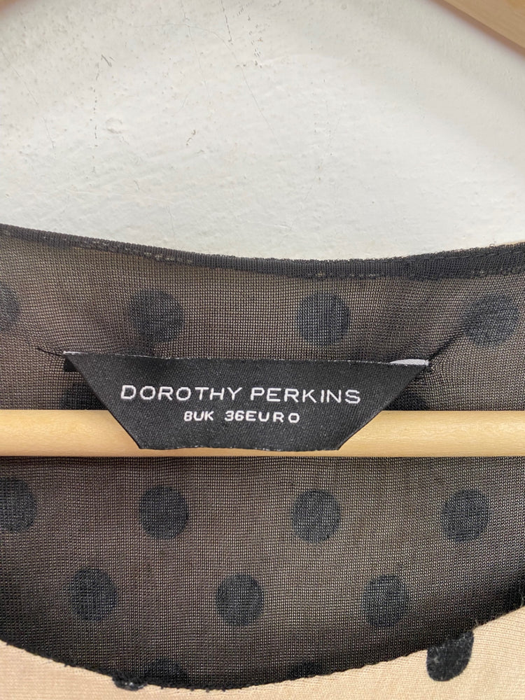 Fabulous Dorothy Perkins Mini Dress UK8 Beige & Black Polkadot BT001