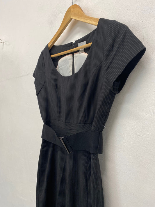 Fabulous H&M Work Dress Uk8 Black pin striped Pencil coquette BT001