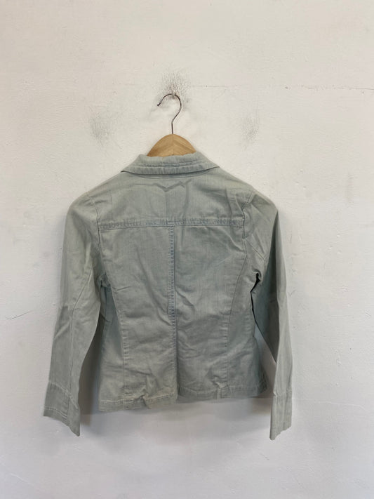 Fabulous MONSOON Denim Jacket UK8 Light Turquoise BT001