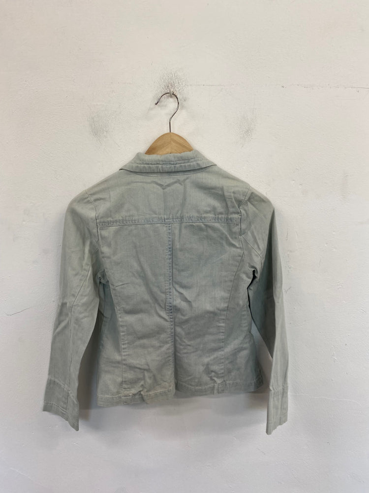 Fabulous MONSOON Denim Jacket UK8 Light Turquoise BT001