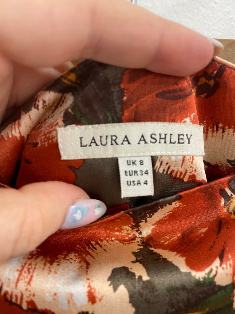 Boho Laura Ashley Midi Skirt UK8 Green & Orange BT001