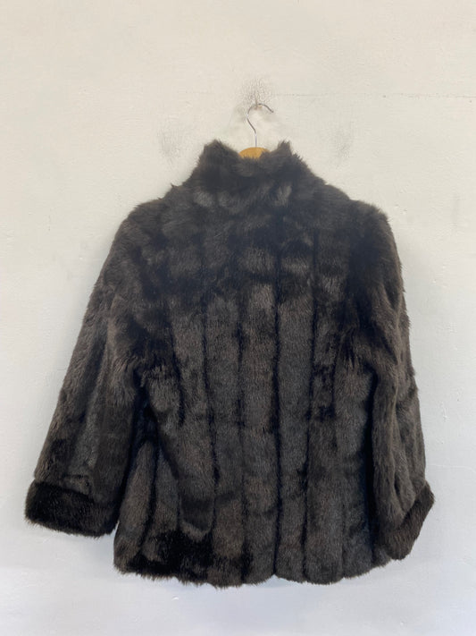 Vintage Made In England Faux Fur Coat UK12 Dark Brown BT001