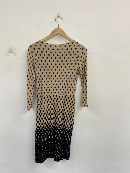 Fabulous Dorothy Perkins Mini Dress UK8 Beige & Black Polkadot BT001