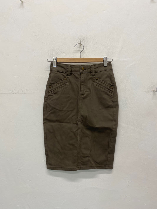 Fabulous H&M Denim pencil Skirt UK6 Taupe brown BT001
