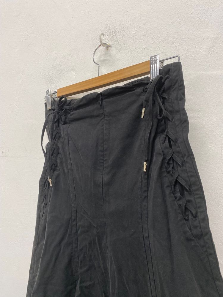 Fabulous vintage Y2K Nicole Farhi boho Maxi Skirt Uk8 Black BT001