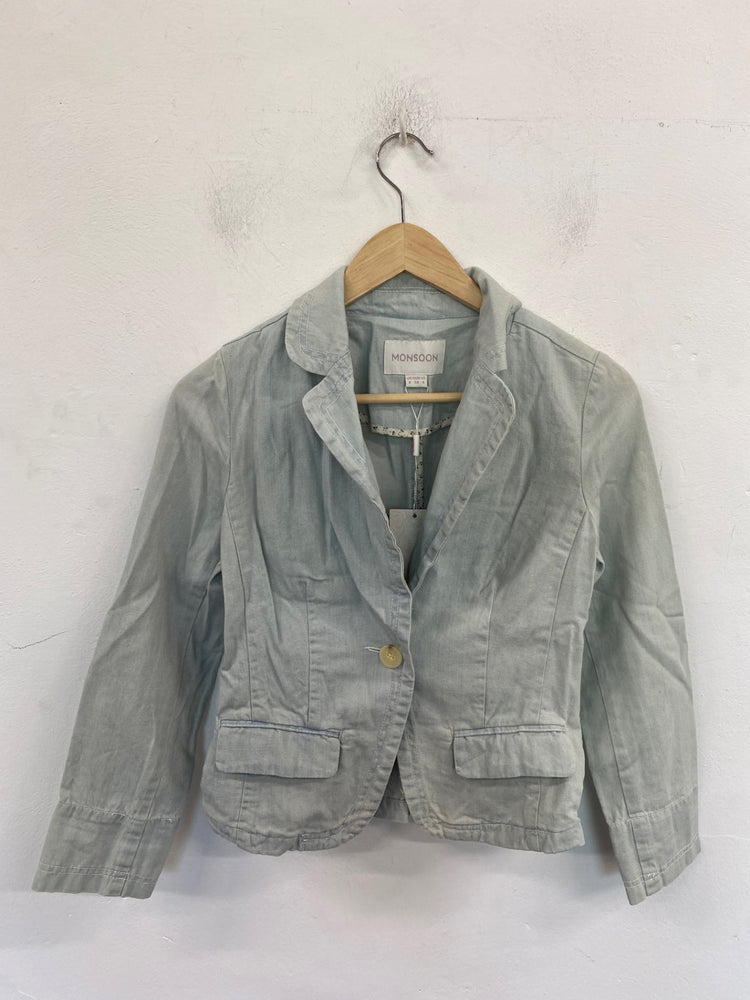 Fabulous MONSOON Denim Jacket UK8 Light Turquoise BT001