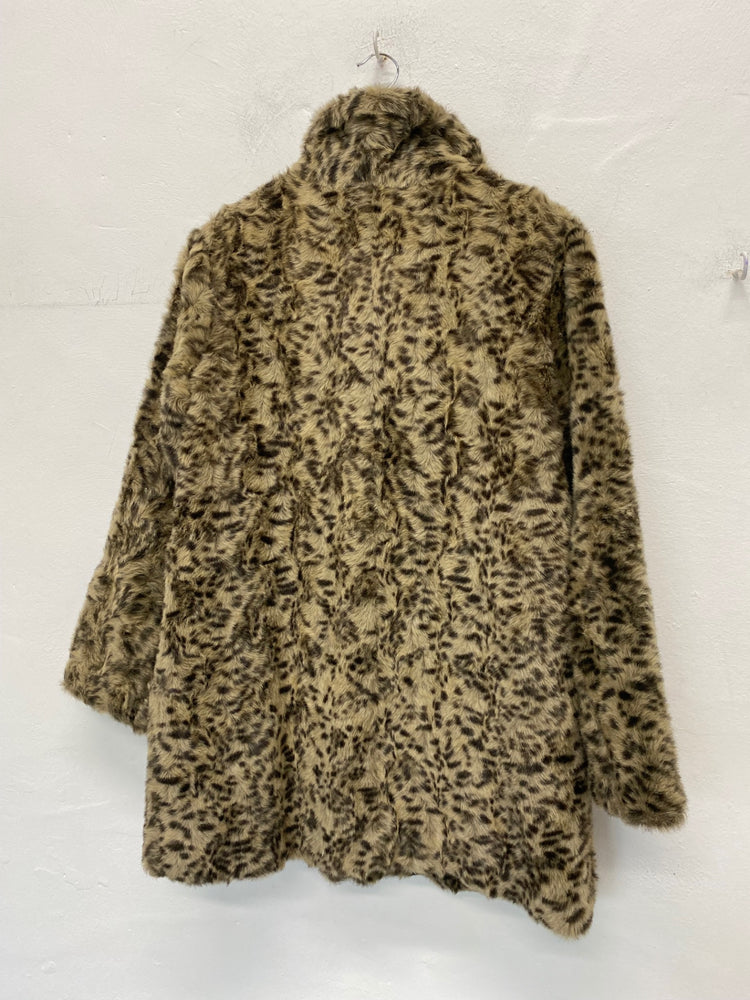 Fabulous Rossetti Vintage Faux Fur Coat leopard UK10 Brown & Black Leopard Print BT001