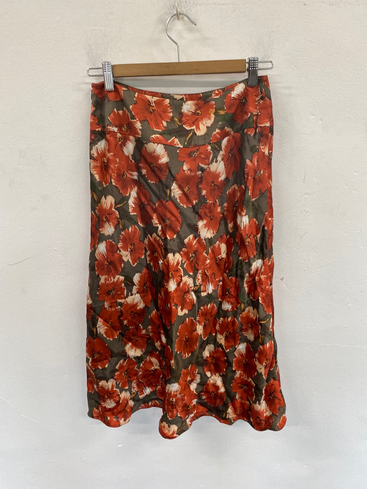 Boho Laura Ashley Midi Skirt UK8 Green & Orange BT001