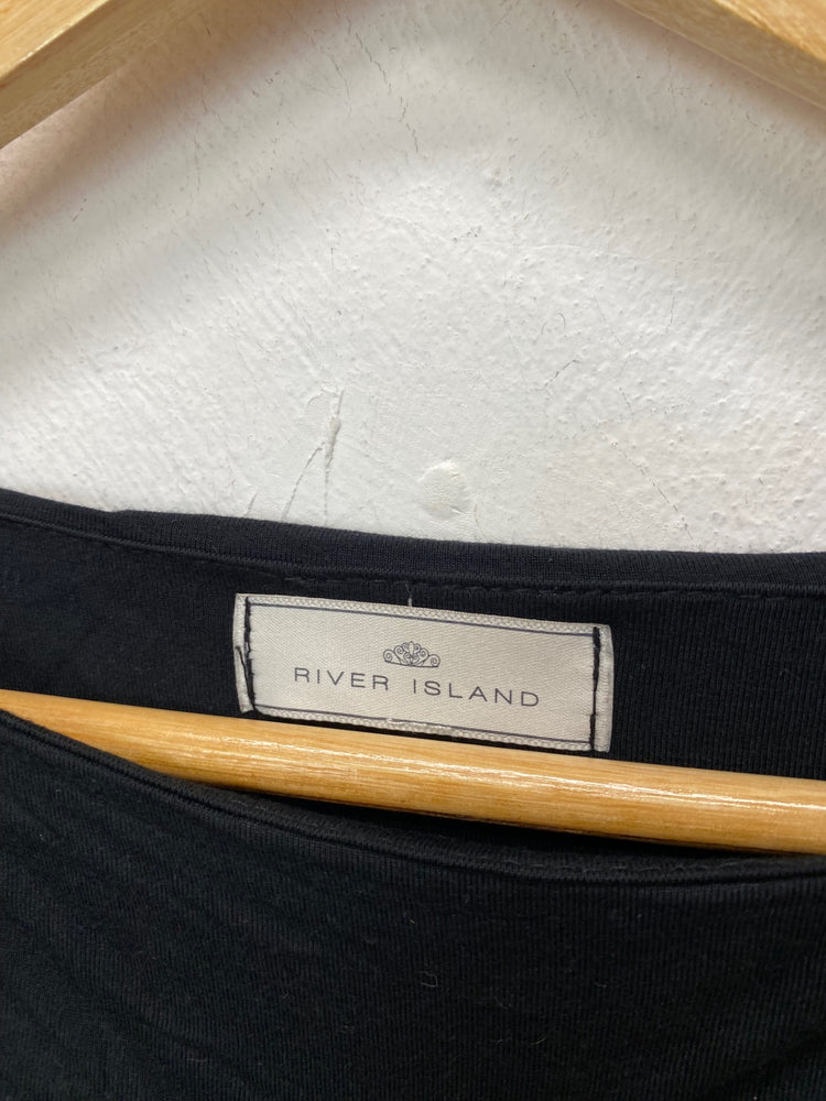 Fabulous River island Dress UK10 Black slash neckline boho chic BT001