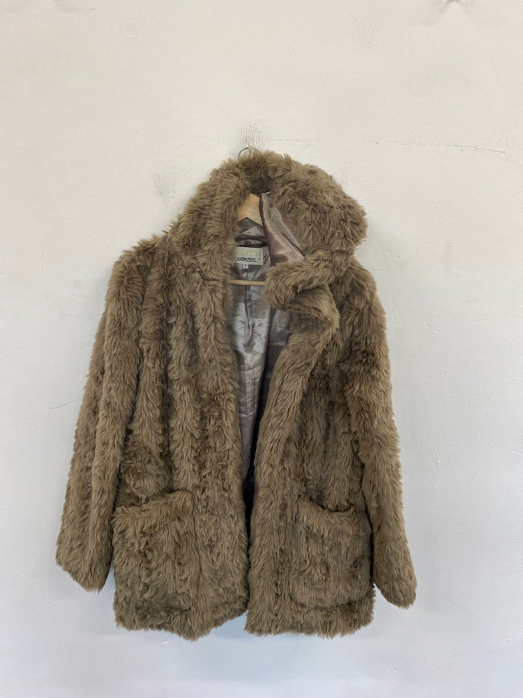 Fabulous Vintage Boutique Collection Faux Fur Coat UK8 Brown BT001