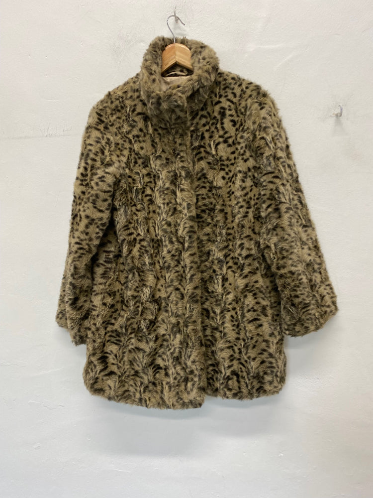 Fabulous Rossetti Vintage Faux Fur Coat leopard UK10 Brown & Black Leopard Print BT001
