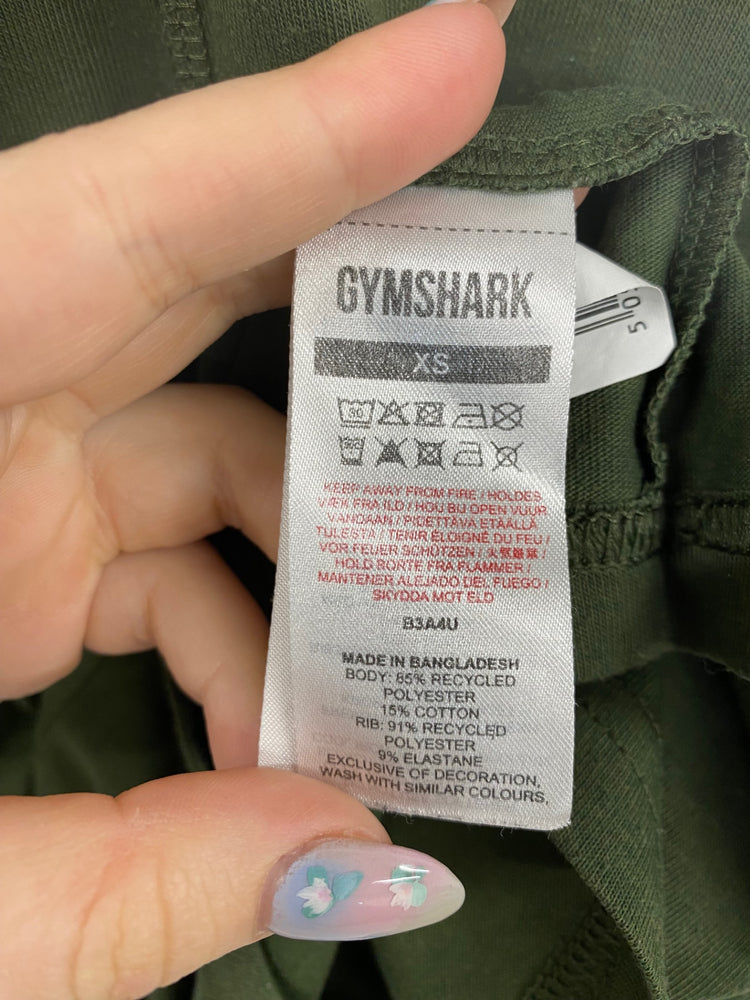 Sleek Gymshark Top UK XS Olive Green VT002