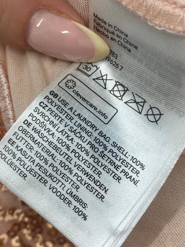 Fabulous H&M Dress UK12 Pink sparkle midi low bust floaty dress GC003