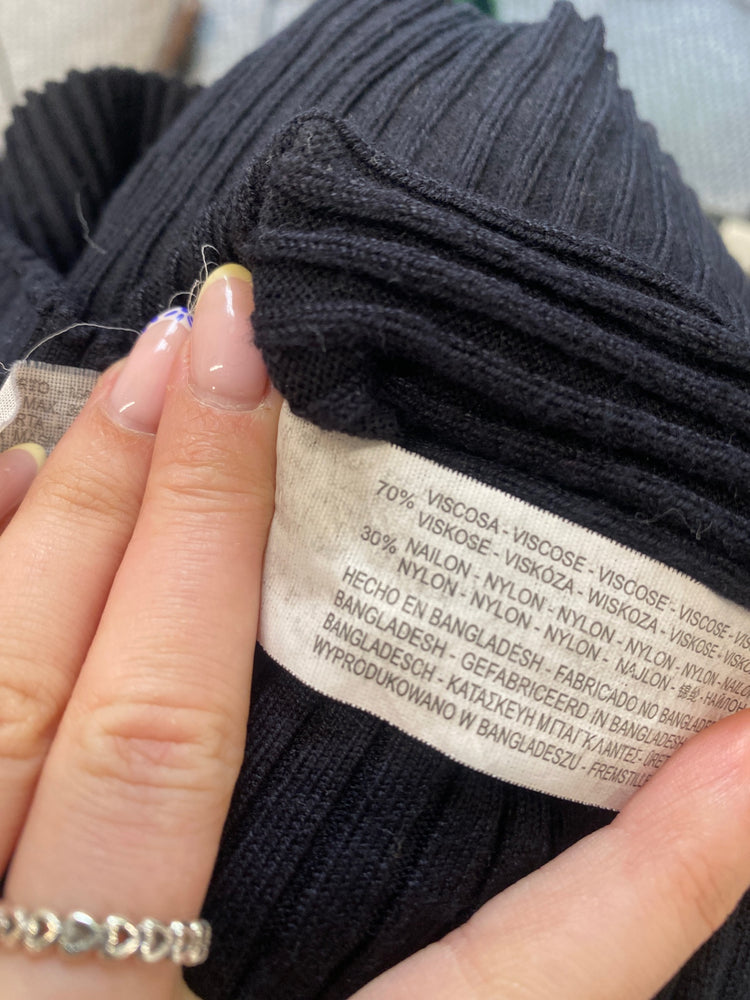 Fabulous Zara knit Dress UK M Black maxi AM013