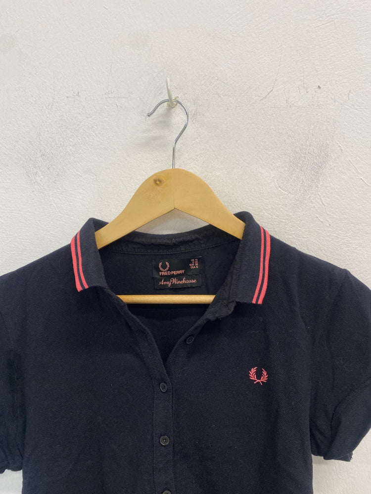 Fabulous Fred Perry Amy winehouse Polo Shirt UK10 Black GC003