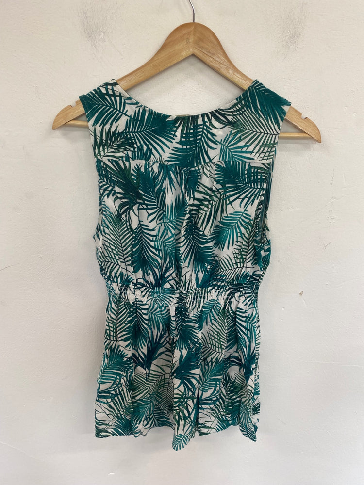 Fabulous H&M Maternity Top UK L Green & Cream Botanical AM013