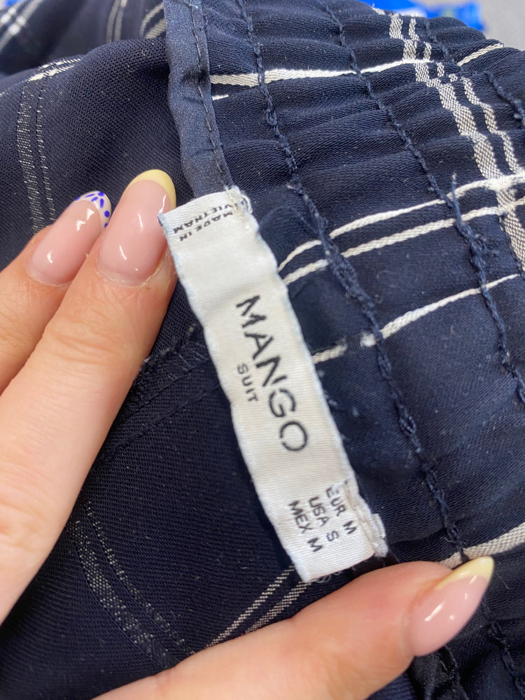 Fabulous Mango Cropped trousers UK M Navy blue checkered AM013