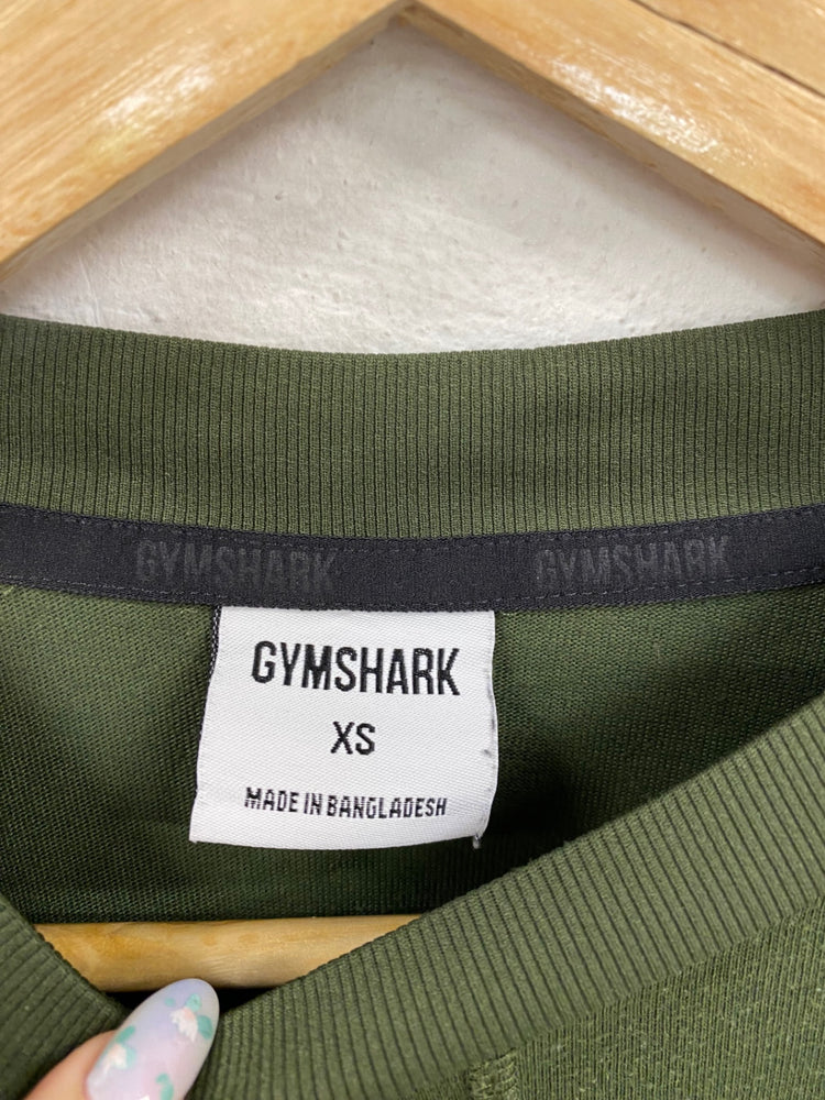 Sleek Gymshark Top UK XS Olive Green VT002