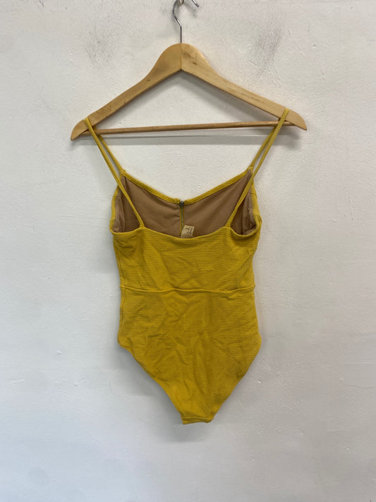 Fabulous H&M Swimsuit UK8 Yellow ribbed zip AM013