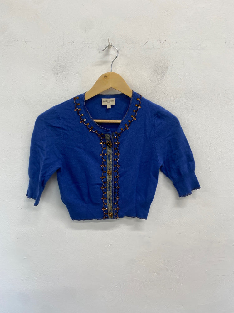 Fabulous Karen Millen Cardigan UK6 Blue cashmere blend VT002