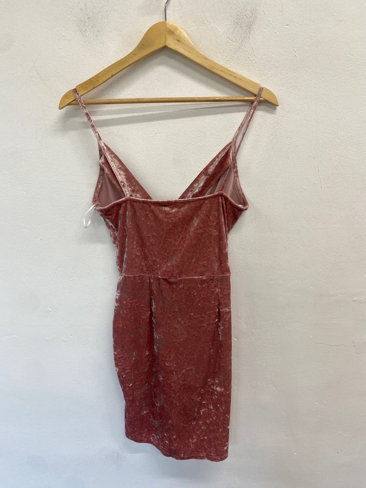 Fabulous New Look Dress Uk 10 Pink velvet look mini GC003