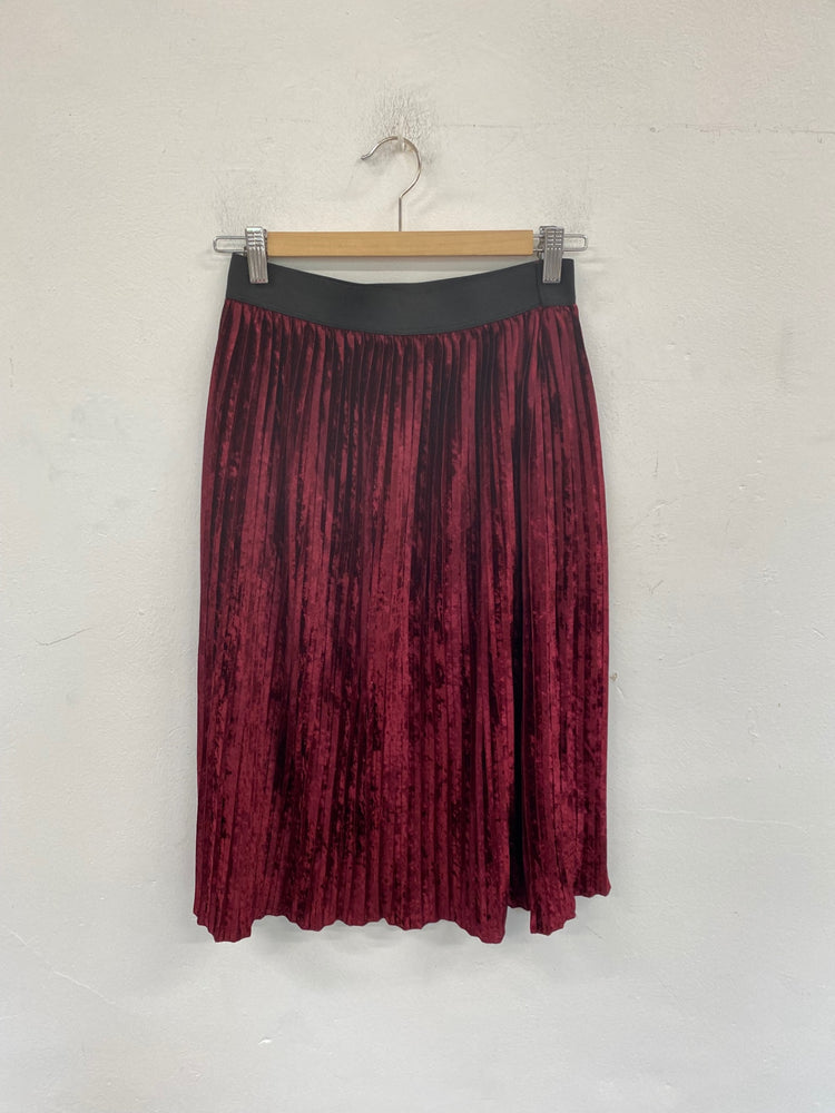 Fabulous Velvet Zara Midi Skirt UK S Burgundy VT002