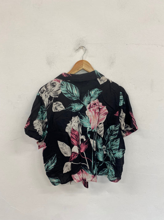 Fabulous KENDALL + KYLIE Crop Top UK16 Black Multi Botanical GC003