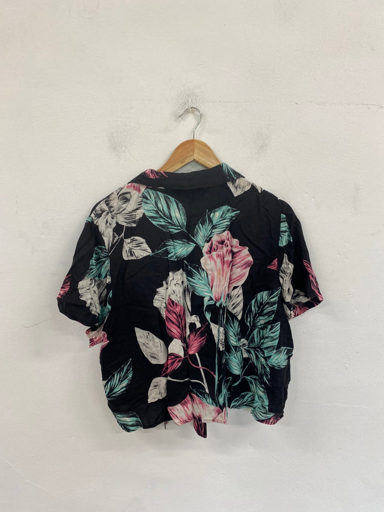 Fabulous KENDALL + KYLIE Crop Top UK16 Black Multi Botanical GC003