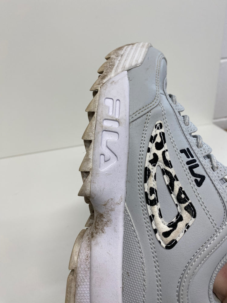Fabulous FILA leopard disruptor Sneakers UK3 Light grey blue leopard print GC003
