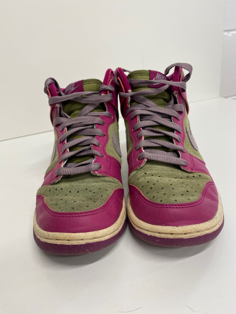 Fabulous Nike Dunk High Dynamic Berry Sneakers UK4 Pink & Olive Green Rare VT002