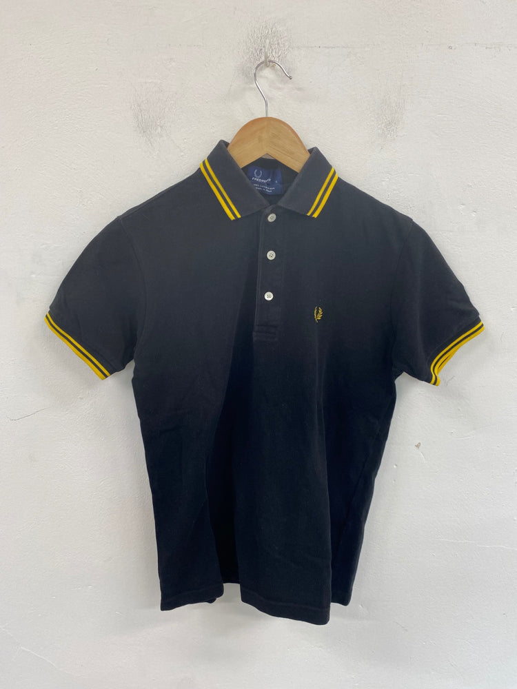 Fabulous Fred Perry Polo shirt UK S Black & Yellow GC003
