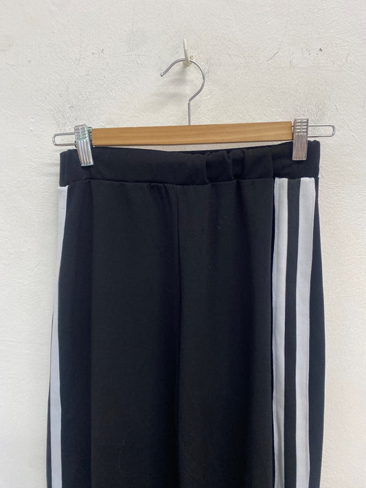 Fabulous Pixie girl Wide leg trousers UK8 Black with white side stripes VT002