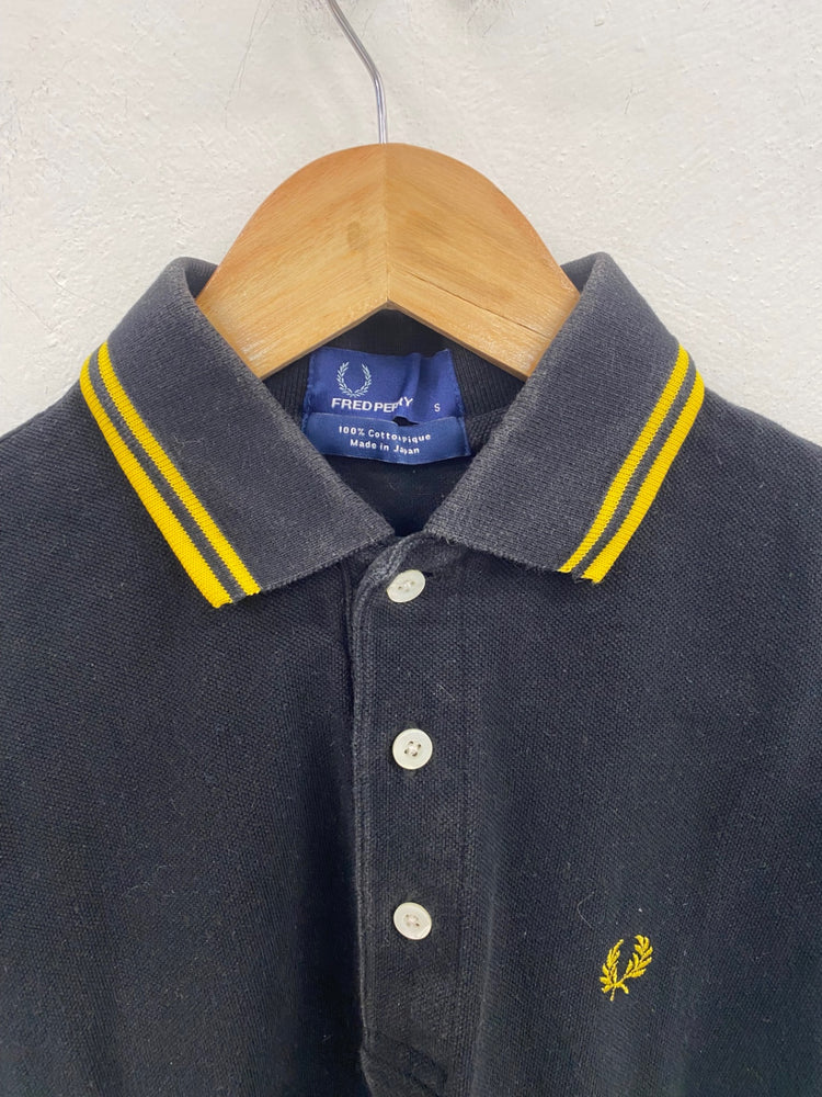 Fabulous Fred Perry Polo shirt UK S Black & Yellow GC003