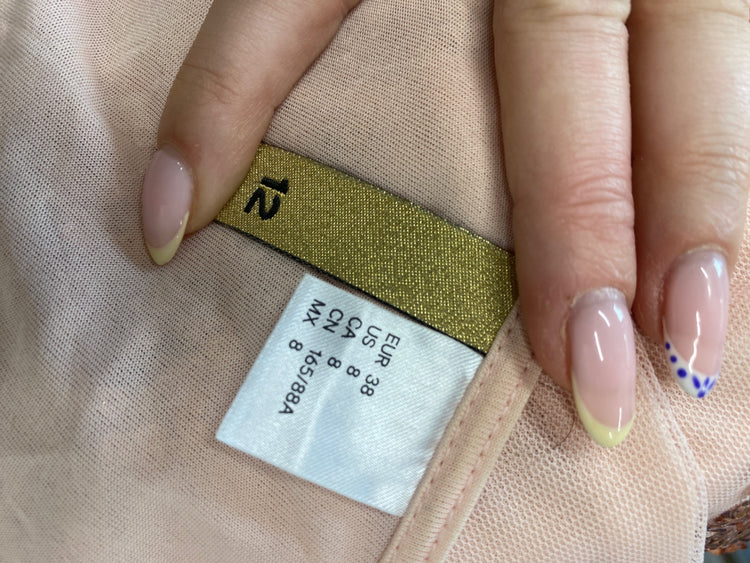 Fabulous H&M Dress UK12 Pink sparkle midi low bust floaty dress GC003