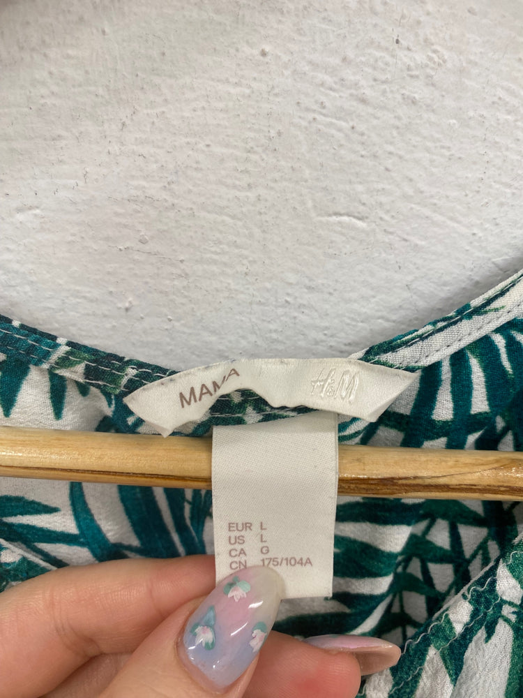 Fabulous H&M Maternity Top UK L Green & Cream Botanical AM013