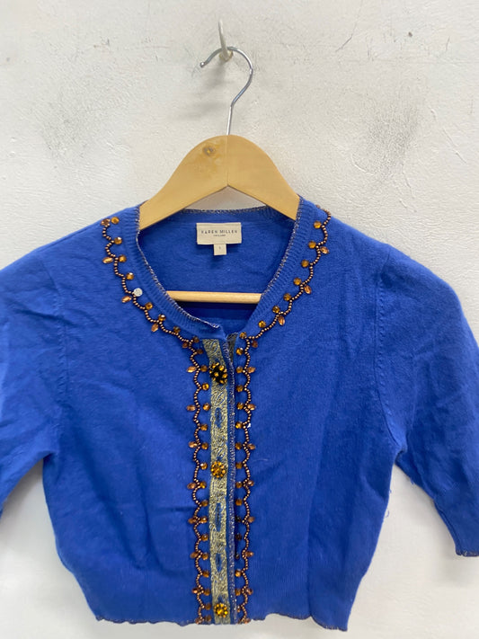 Fabulous Karen Millen Cardigan UK6 Blue cashmere blend VT002