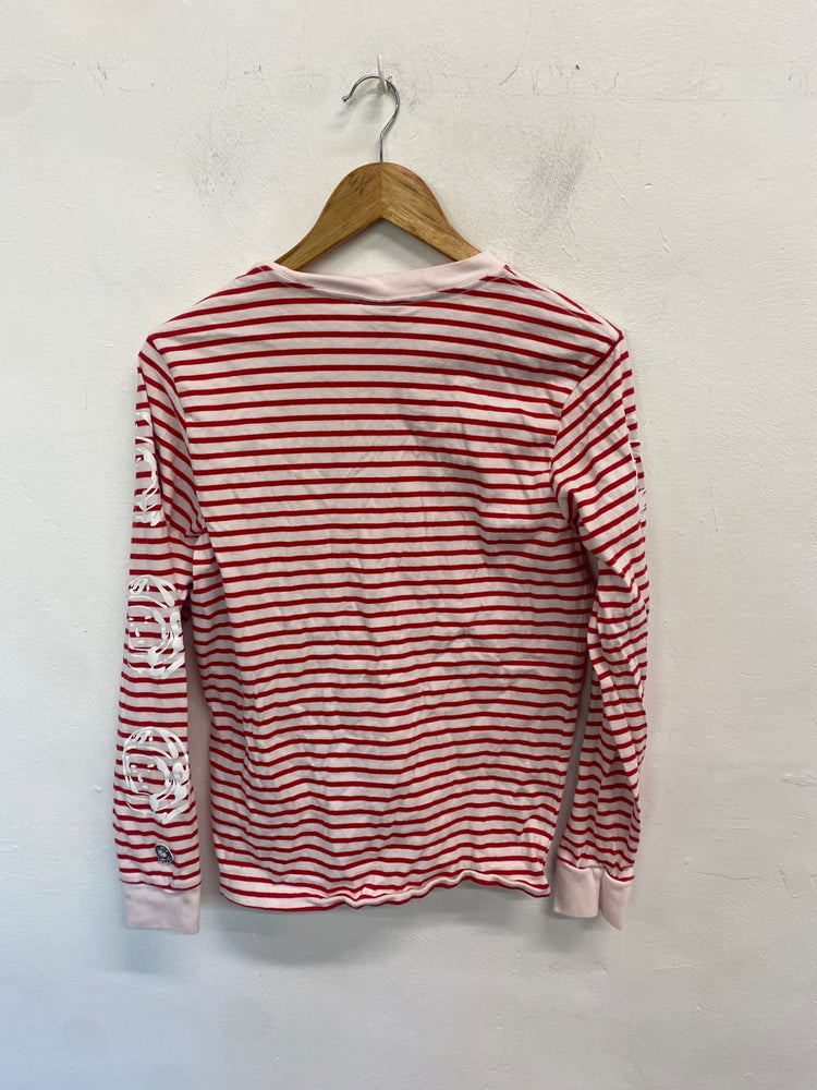 Classic Billionaire Boys Club Long Sleeve T-Shirt UK M Red and White Striped BB001