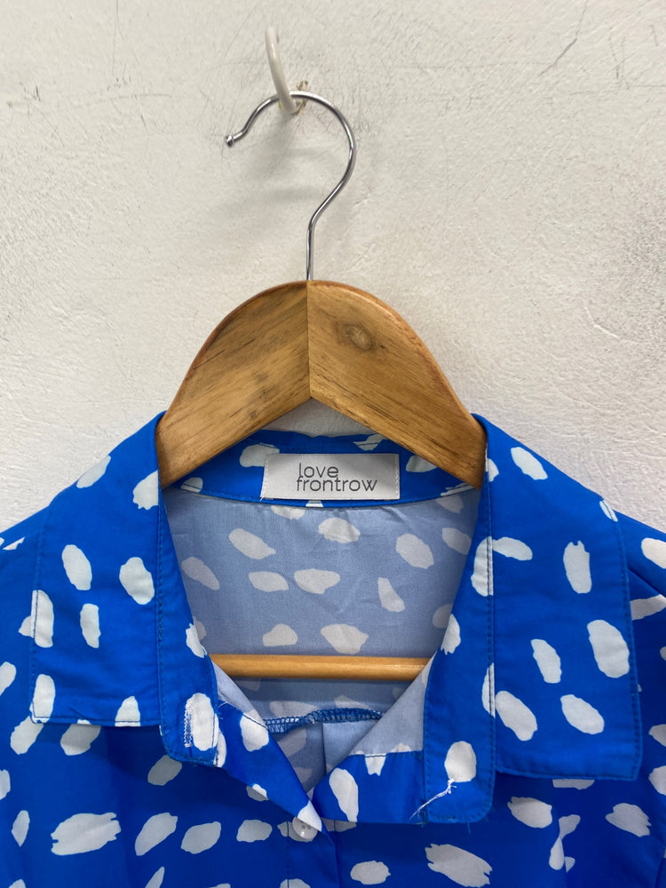 Gorgeous Frontrow Blouse UK M Blue white spotted FH004