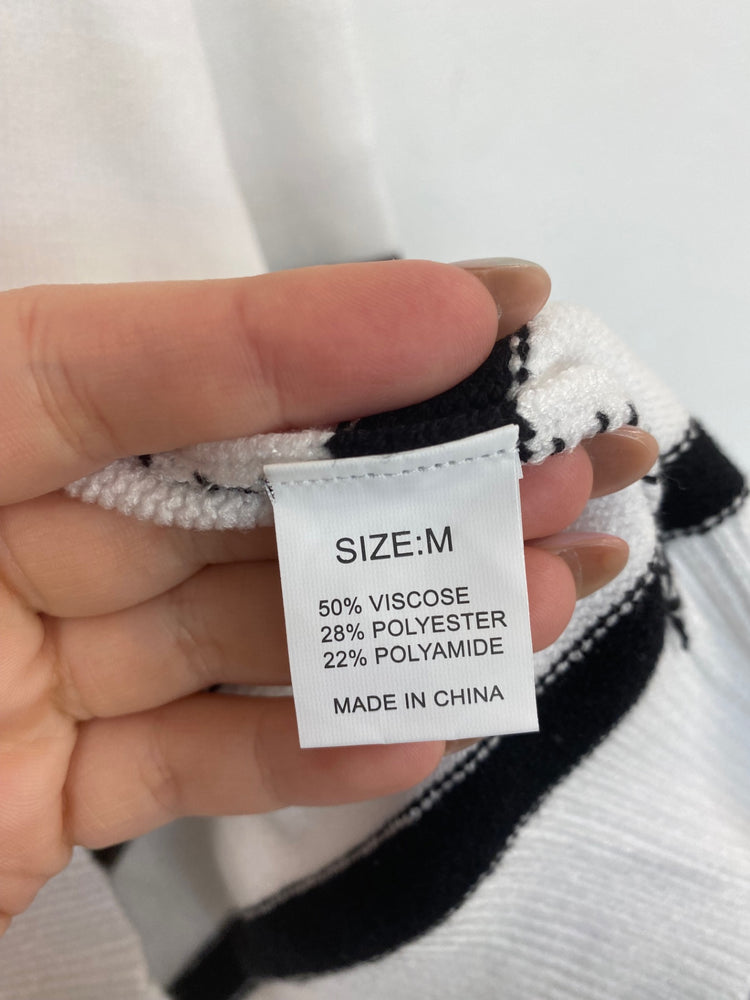 Gorgeous Shein Jumper UK M White & Black Stripes FH004