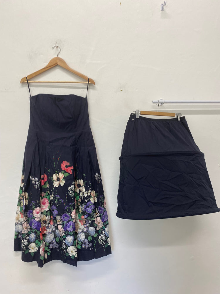 Gorgeous & Other Stories Ballgown Uk14 Navy floral With hoop NR002