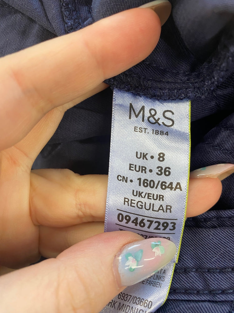 Classic Marks & Spencers Trousers UK8 Navy FH004
